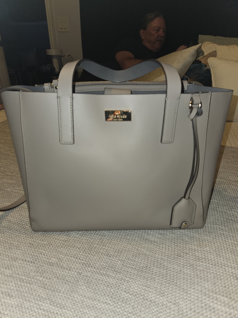 Kate Spade Gray Leather Structured Tote